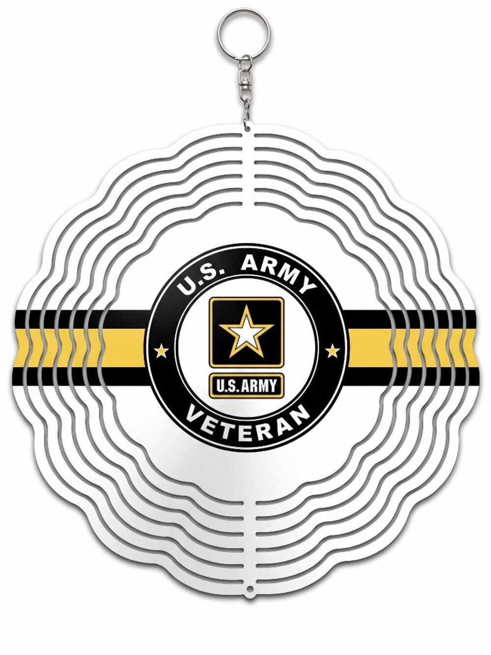 10" U.S. Army Veteran Kinetic Wind Spinner - Hanging Metal Yard Decor